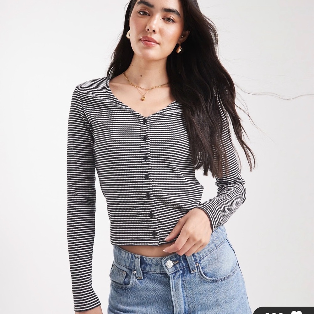 Levi's Black and White Striped Button Down Shirt